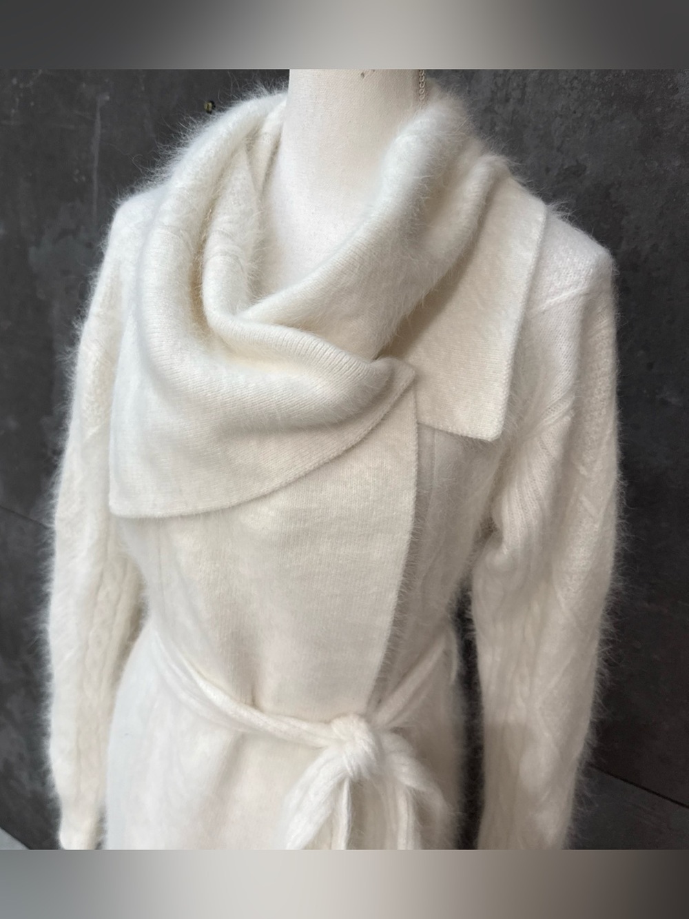 Nana Jacqueline Bianca Knit Cardigan White Rabbit Hair Blend